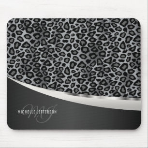 Mousepad Monograma - design cinzento do leopardo