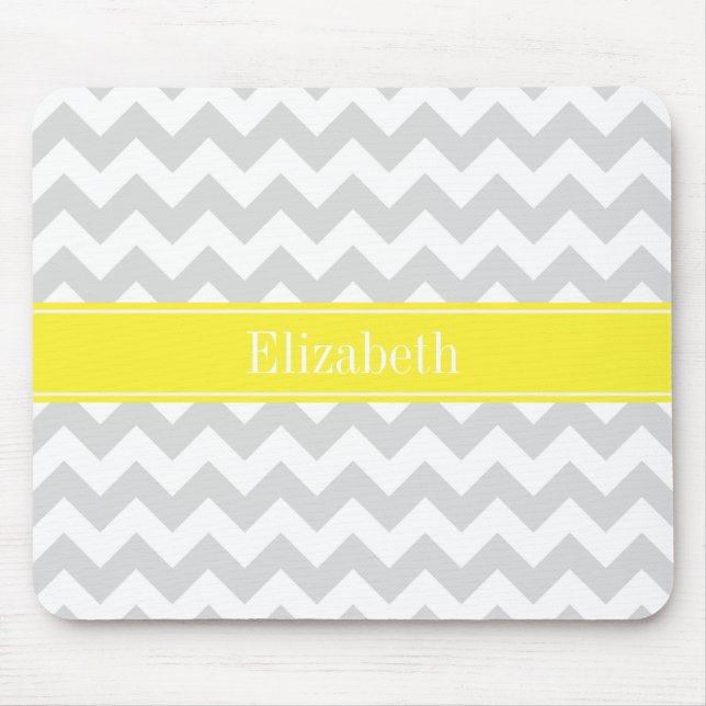 Mousepad Monograma do Chevron Yellow da Cinza Lt (Frente)