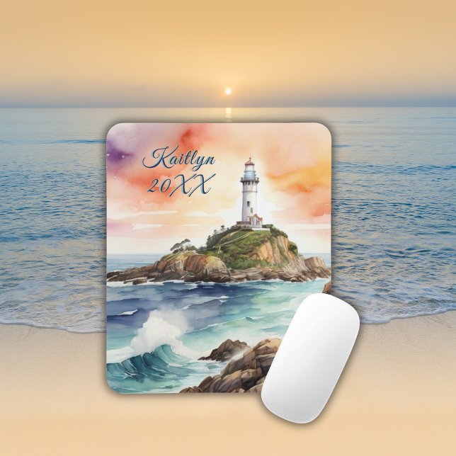 Mousepad Monograma do Farol de Byron Bay Sketch | (Criador carregado)