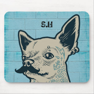 Mousepad Monograma do Grafite Chihuahua Mustache