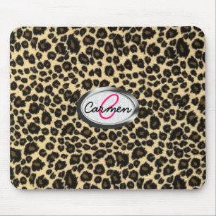 Mousepad Monograma do impressão do leopardo