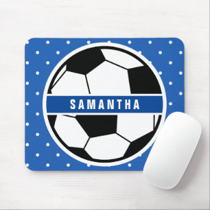 Mousepad Monograma do Jogador de Futebol Negro Branco e Azu