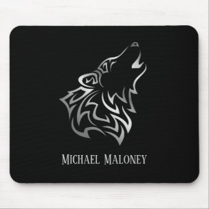 Mousepad Monograma do Lobo Negro de Prata