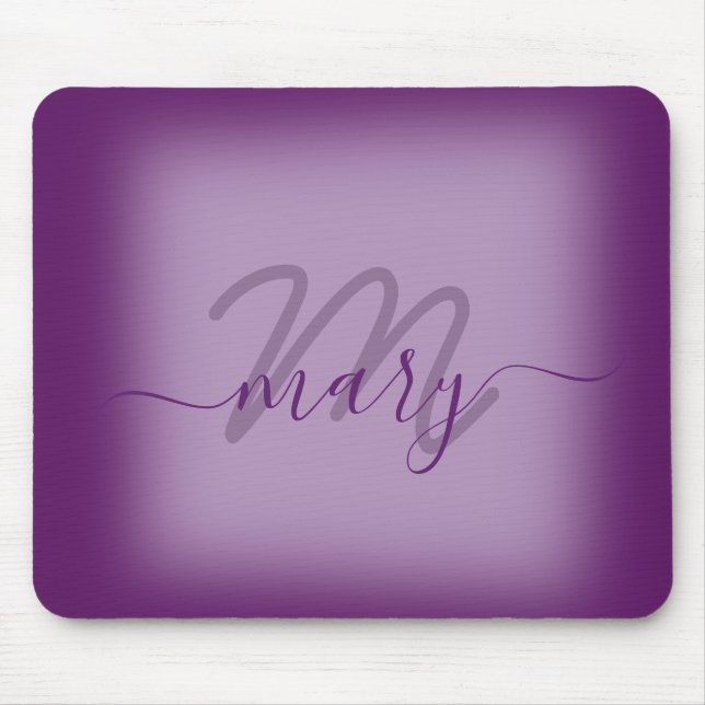 Mousepad Monograma do Nome Mínimo Violet Dusty Purple (Frente)