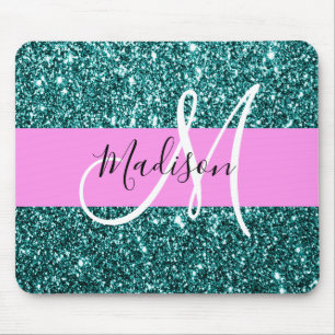 Mousepad Monograma do Nome Minúsculo Minúsculo Glitter Ve