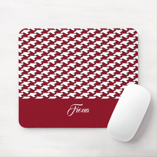 Mousepad Monograma do padrão de som vermelho e branco (Com mouse)