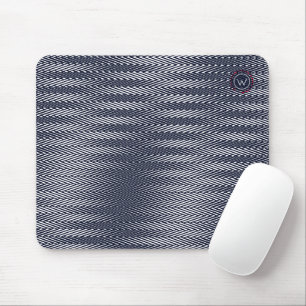 Mousepad Monograma do Rad Abstrato de Trippy Black & White