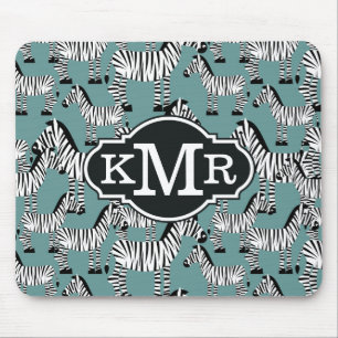 Mousepad Monograma do teste padrão da zebra