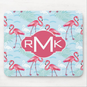 Mousepad Monograma do teste padrão do flamingo