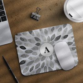 Mousepad Monograma dos derrames abstrato preto e branco