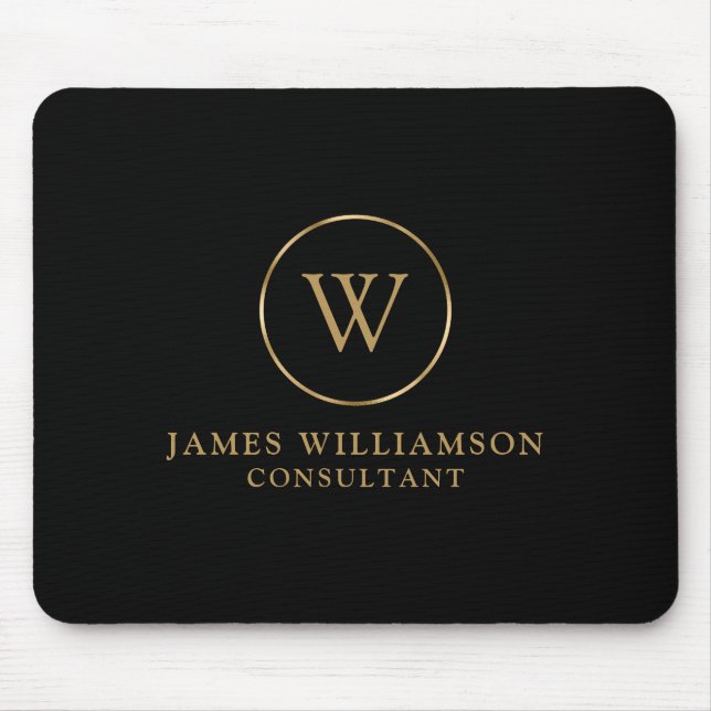 Mousepad Monograma Dourado Black Business (Frente)