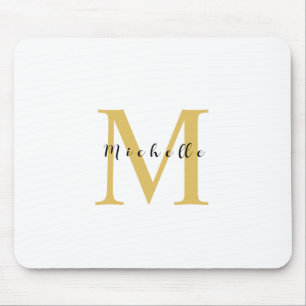 Mousepad Monograma Dourado Cor Seu Nome Oferta Especial Ama
