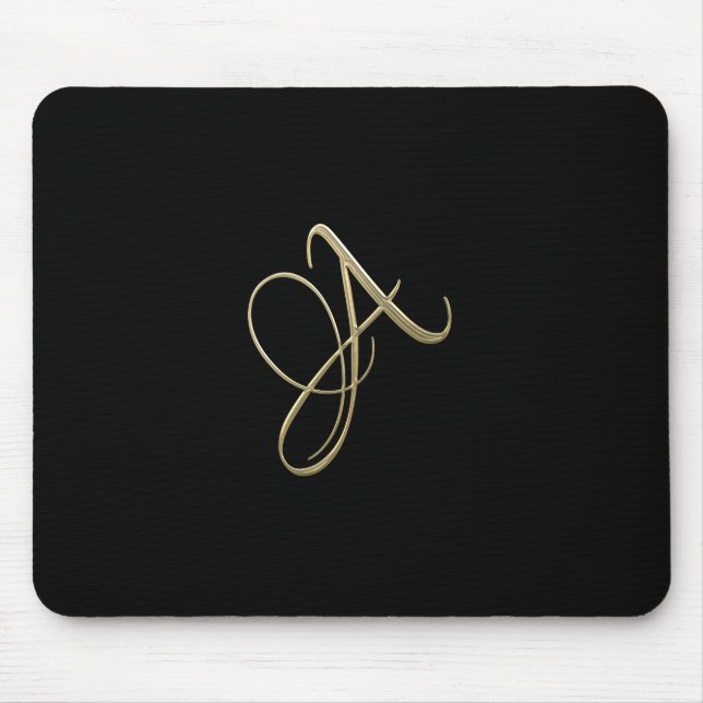 Mousepad Monograma dourado da inicial A (Frente)