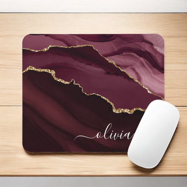Mousepad Monograma Dourado de Geode Agate Dourado da Borgon (Criador carregado)