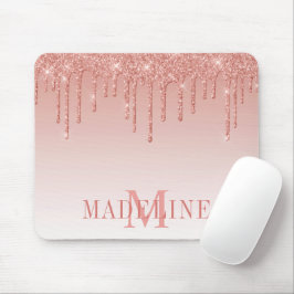 Mousepad Monograma Dourado de Rosa brilhante moderno