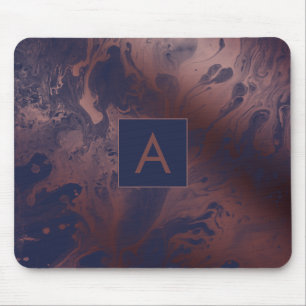 Mousepad Monograma Dourado e Marinho de Rosa preto moderno