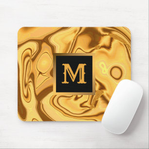 Mousepad Monograma Dourado Elegante de luxo