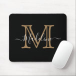 Mousepad Monograma Dourado Elegante Moderno<br><div class="desc">Simples Elegante Profissional Dourado Monograma Planner</div>