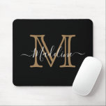 Mousepad Monograma Dourado Elegante Moderno<br><div class="desc">Simples Elegante Profissional Dourado Monograma Planner</div>