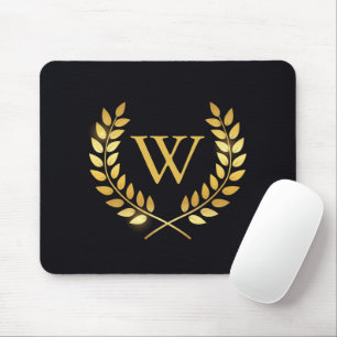 Mousepad Monograma Dourado Laurel Wreath