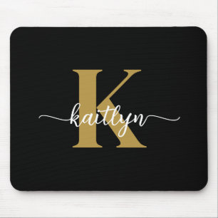 Mousepad Monograma Dourado Preto