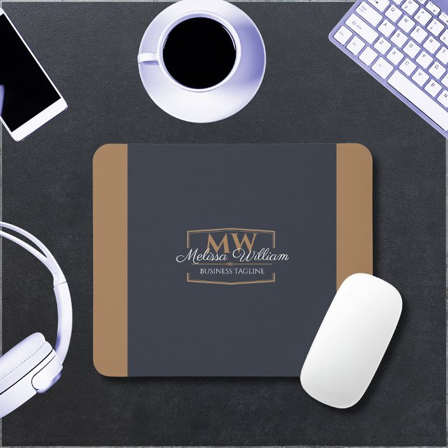 Mousepad Monograma Dourado preto simples (Criador carregado)