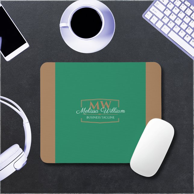 Mousepad Monograma Dourado Verde Simples (Criador carregado)