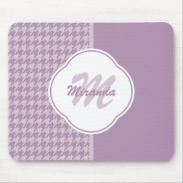 Mousepad Monograma e Nome bonito Pastel Purple Houndstooth