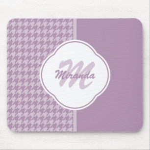 Mousepad Monograma e Nome bonito Pastel Purple Houndstooth