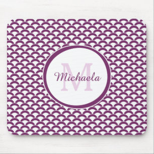 Mousepad Monograma e Nome das Escalas Roxo e Branca Moderna