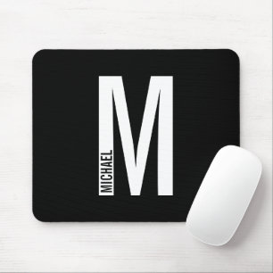 Mousepad Monograma e Nome de Negrito Personalizado Moderno