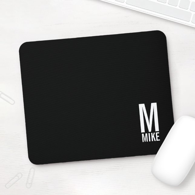 Mousepad Monograma e Nome de Negrito Personalizado Moderno (Criador carregado)