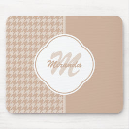 Mousepad Monograma e nome do pré-ppy Beige e Tan Houndstoot