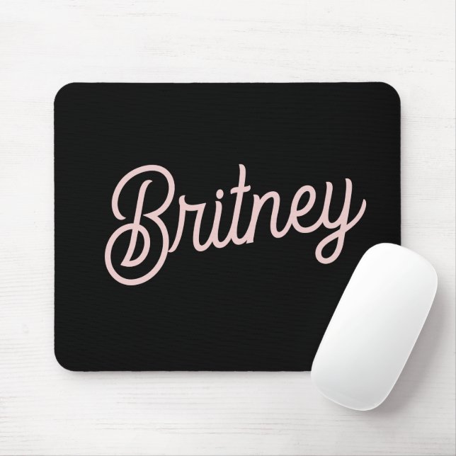 Mousepad Monograma e Nome Moderno Pink Pidroso Blush (Com mouse)