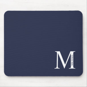 Mousepad Monograma e Nome Personalizados Azul-marinho