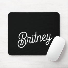 Mousepad Monograma e Nome Personalizados de Branco Preto Mo