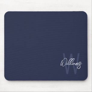 Mousepad Monograma e Nome Personalizados de Script Azul do