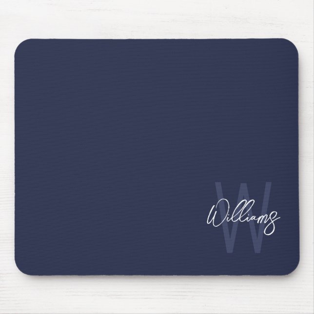 Mousepad Monograma e Nome Personalizados de Script Azul do  (Frente)