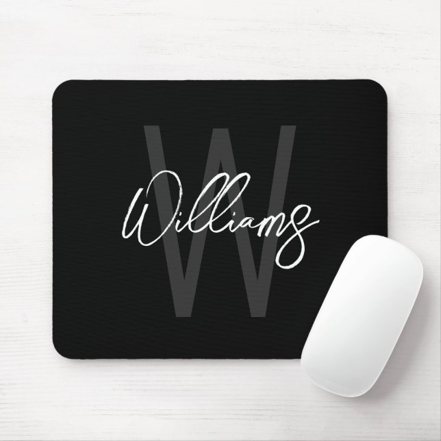 Mousepad Monograma e Nome Personalizados de Script Moderno  (Com mouse)
