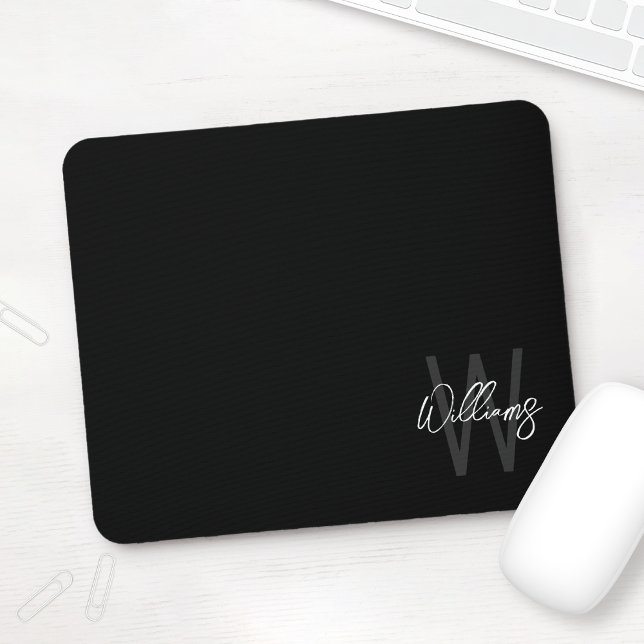 Mousepad Monograma e Nome Personalizados de Script Moderno  (Criador carregado)