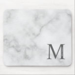 Mousepad Monograma e Nome Personalizados do Marble Branco<br><div class="desc">Design de Monograma e Nome Personalizado com monograma personalizado e nome no estilo de fonte de serif clássico.</div>