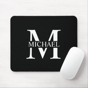 Mousepad Monograma e Nome Personalizados Pretos