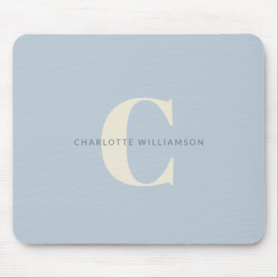 Mousepad Monograma e Nome Personalizados Simples em Azul