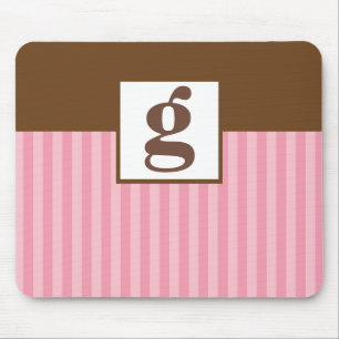 Mousepad Monograma e tiras cor-de-rosa