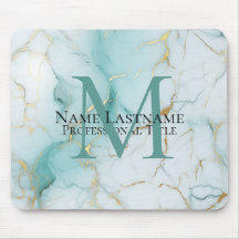 Monograma Elegante Aqua Marble