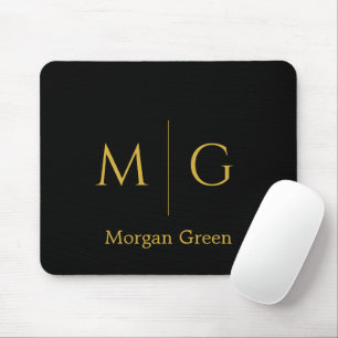 Mousepad Monograma Elegante com Design de Nome Preto