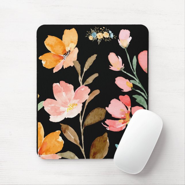 Mousepad Monograma Elegante Cor de Água Rosa (Com mouse)