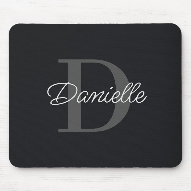 Mousepad Monograma Elegante de Nome Personalizado Moderno M (Frente)
