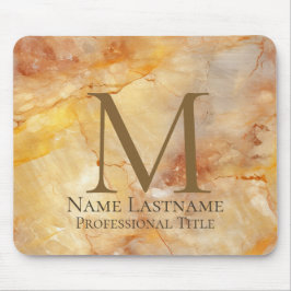Mousepad Monograma Elegante Dourado Mármaco de Bronze de Br