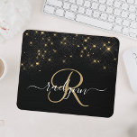 Mousepad Monograma Elegante Glitter Diamond Glitter Dourado<br><div class="desc">Crie a sua própria cobertura personalizada de rato de brilho preto e de diamante dourado com o seu monograma e nome personalizados.</div>